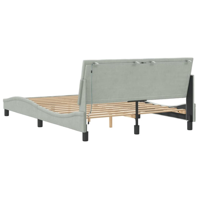Cadru de pat cu lumini LED, gri deschis, 140x200 cm, catifea - WALTI WALTI
