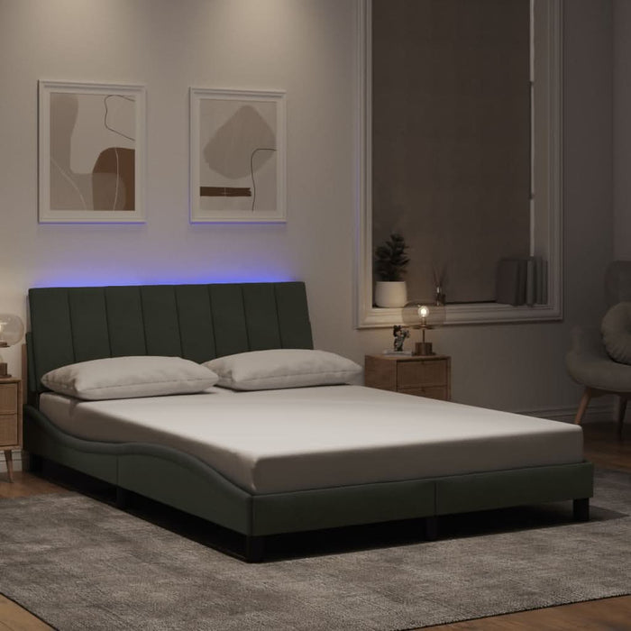 Cadru de pat cu lumini LED, gri deschis, 140x200 cm, catifea - WALTI WALTI