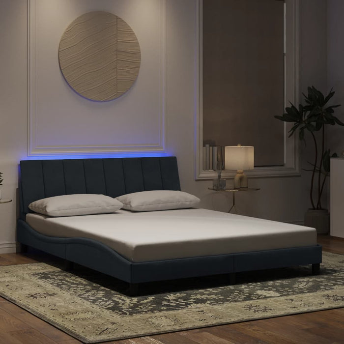 Cadru de pat cu LED fără saltea, Hanko, gri închis, 160x200 cm, catifea WALTI