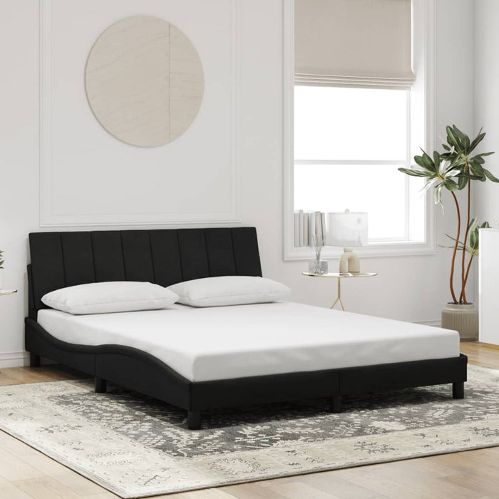 Cadru de pat cu LED fără saltea, Hanko, negru, 160x200 cm, catifea WALTI