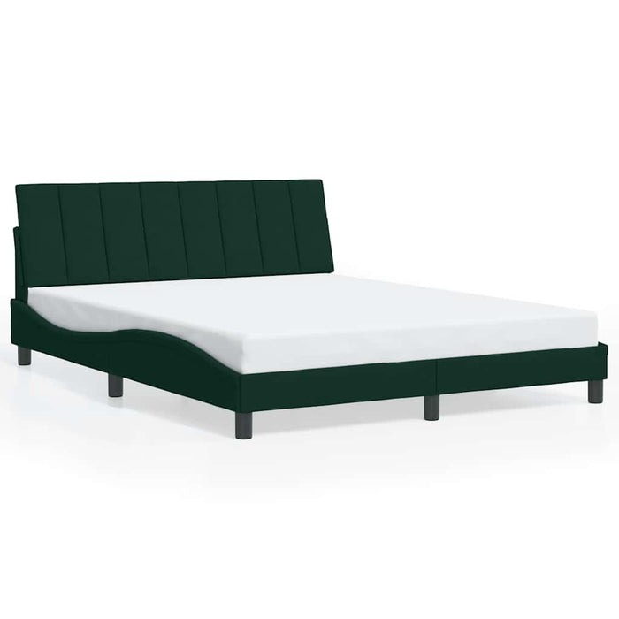 Cadru de pat cu LED fără saltea, Hanko, verde închis, 160x200 cm, catifea WALTI