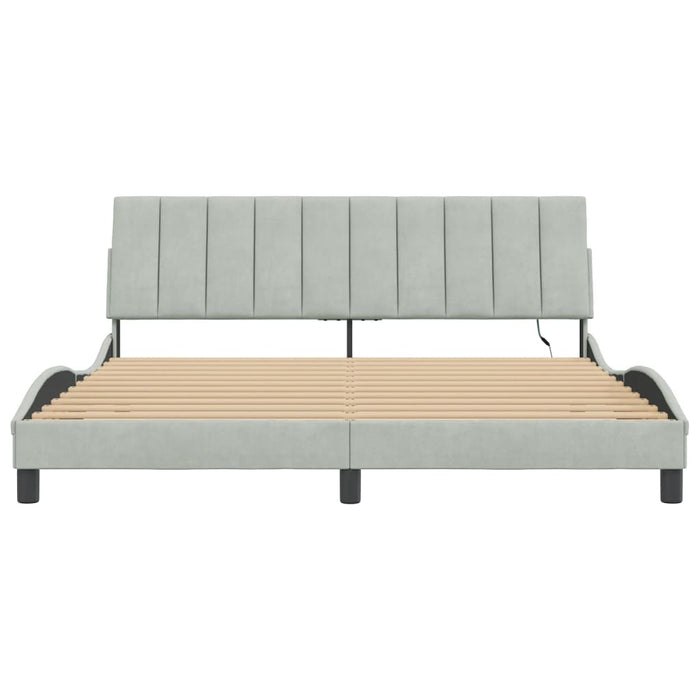 Cadru de pat cu lumini LED, gri deschis, 180x200 cm, catifea - WALTI WALTI