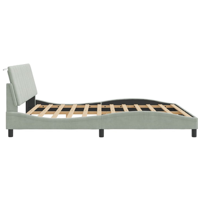 Cadru de pat cu lumini LED, gri deschis, 180x200 cm, catifea - WALTI WALTI
