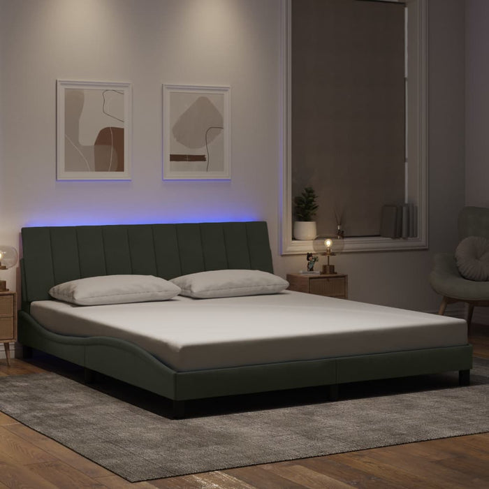 Cadru de pat cu lumini LED, gri deschis, 180x200 cm, catifea - WALTI WALTI