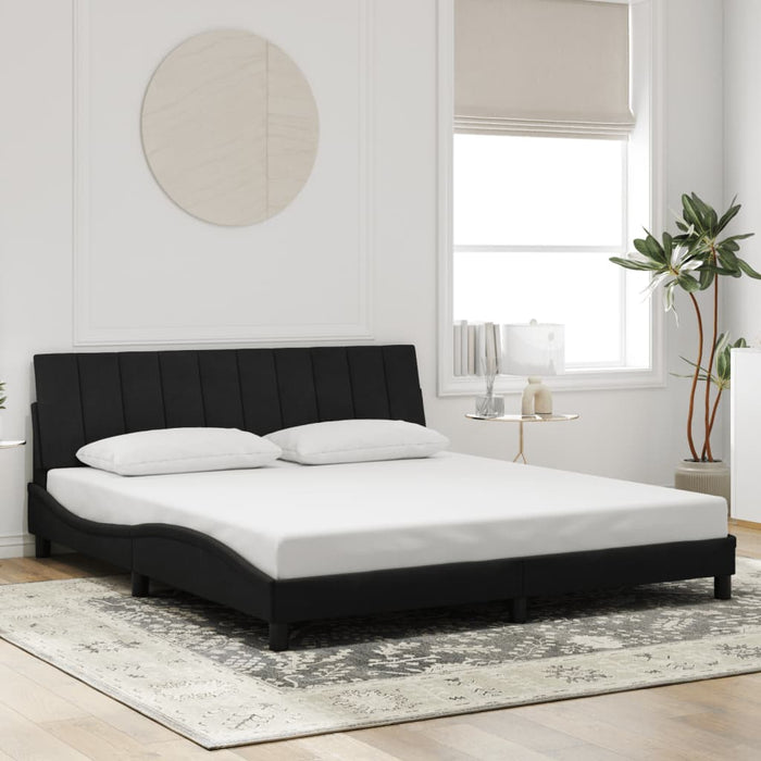 Cadru de pat cu LED fără saltea, Hanko, negru, 180x200 cm, catifea WALTI