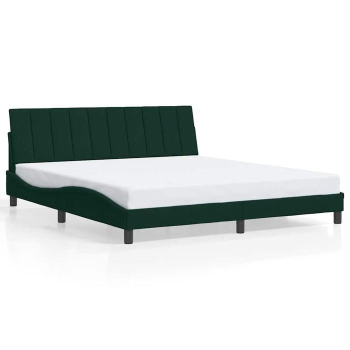 Cadru de pat cu LED fără saltea, Hanko, verde închis, 180x200 cm, catifea WALTI