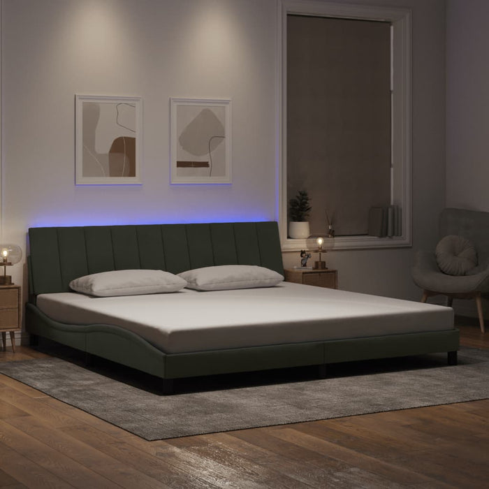 Cadru de pat cu LED fără saltea, Hanko, gri deschis, 200x200 cm, catifea WALTI