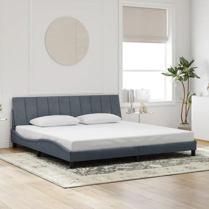 Cadru de pat cu lumini LED, gri închis, 200x200 cm, catifea - WALTI WALTI