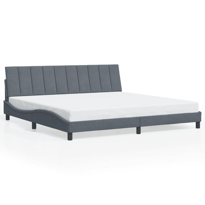 Cadru de pat cu lumini LED, gri închis, 200x200 cm, catifea - WALTI WALTI