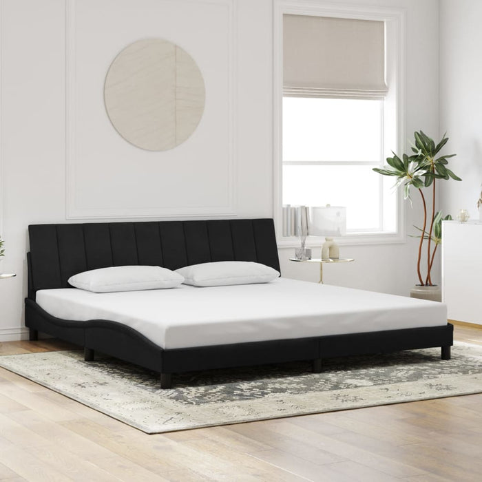 Cadru de pat cu LED fără saltea, Hanko, negru, 200x200 cm, catifea WALTI