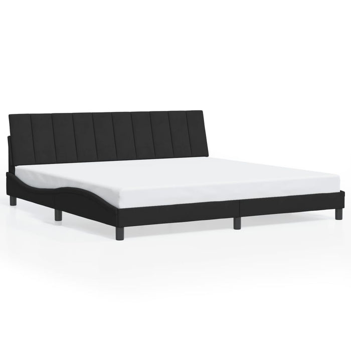 Cadru de pat cu LED fără saltea, Hanko, negru, 200x200 cm, catifea WALTI