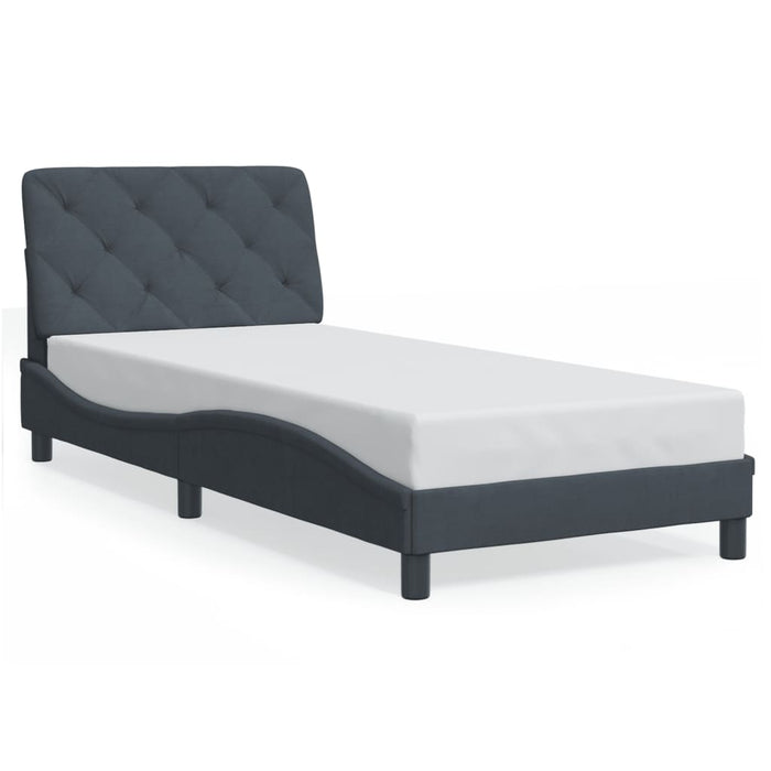 Cadru de pat cu LED fără saltea, gri închis, 80x200 cm, catifea WALTI