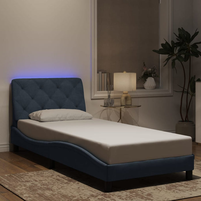 Cadru de pat cu LED fără saltea, gri închis, 80x200 cm, catifea WALTI