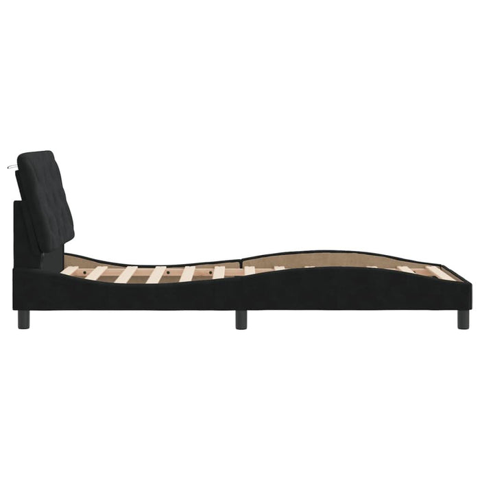 Cadru de pat cu lumini LED, negru, 90x190 cm, catifea - WALTI WALTI