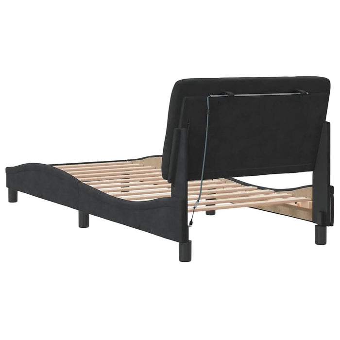Cadru de pat cu lumini LED, negru, 90x190 cm, catifea - WALTI WALTI