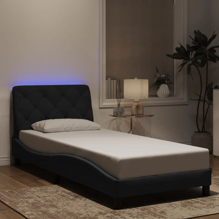 Cadru de pat cu lumini LED, negru, 90x190 cm, catifea - WALTI WALTI