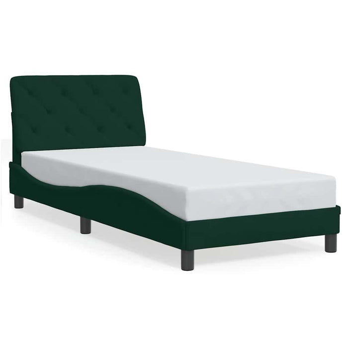 Cadru de pat cu LED fără saltea, verde închis, 90x190 cm, catifea WALTI