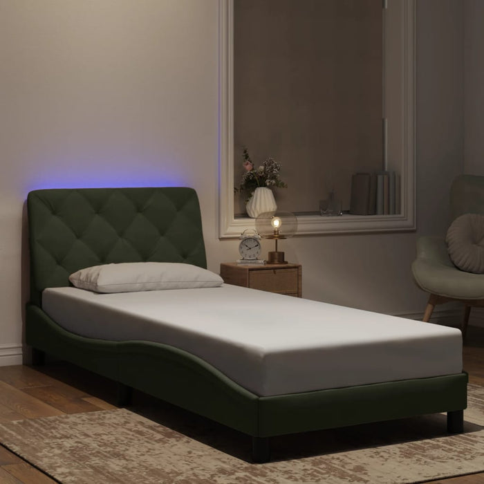 Cadru de pat cu LED fără saltea, gri deschis, 90x200 cm, catifea WALTI