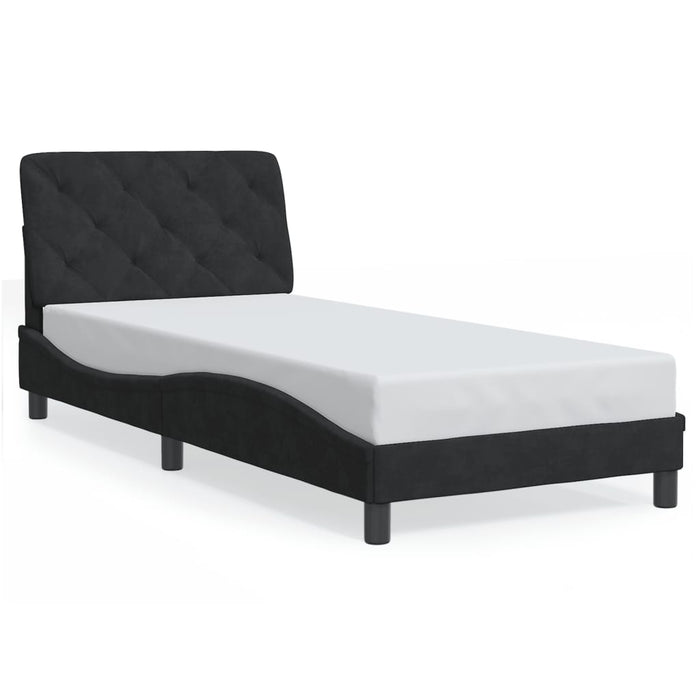 Cadru de pat cu LED fără saltea, negru, 90x200 cm, catifea WALTI