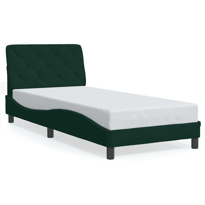 Cadru de pat cu LED fără saltea, verde închis, 90x200 cm, catifea WALTI