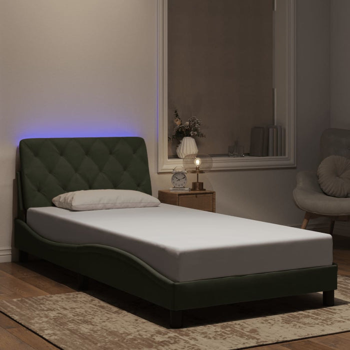 Cadru de pat cu LED fără saltea, gri deschis, 100x200 cm, catifea WALTI