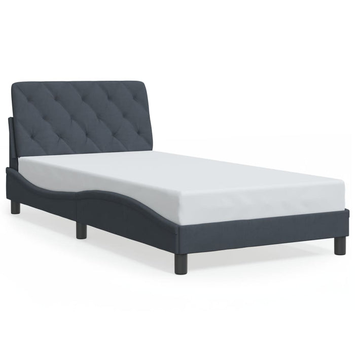Cadru de pat cu LED fără saltea, gri închis, 100x200 cm, catifea WALTI