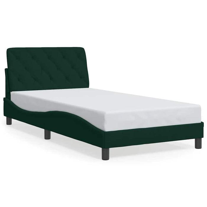 Cadru de pat cu LED fără saltea, verde închis, 100x200 cm, catifea WALTI