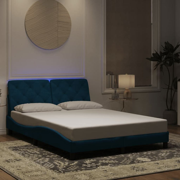 Cadru de pat cu lumini LED, albastru, 120x200 cm, catifea - WALTI WALTI