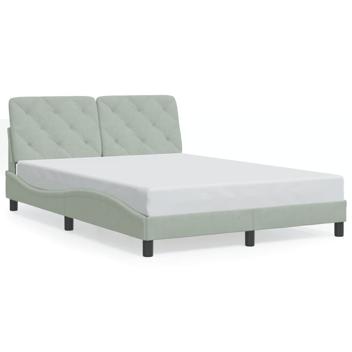 Cadru de pat cu LED fără saltea, gri deschis, 140x190 cm, catifea WALTI