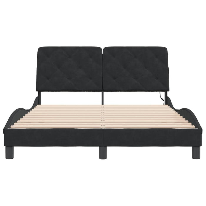 Cadru de pat cu lumini LED, negru, 140x200 cm, catifea - WALTI WALTI