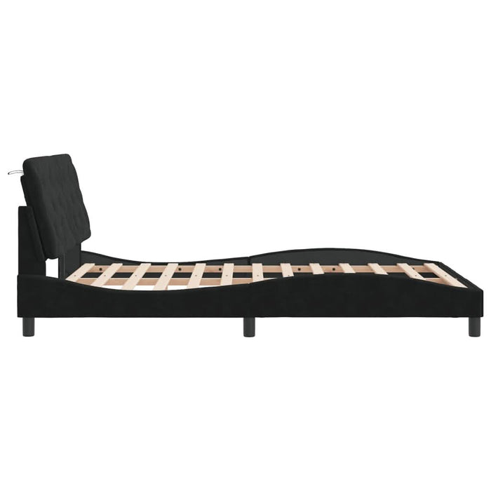 Cadru de pat cu lumini LED, negru, 140x200 cm, catifea - WALTI WALTI