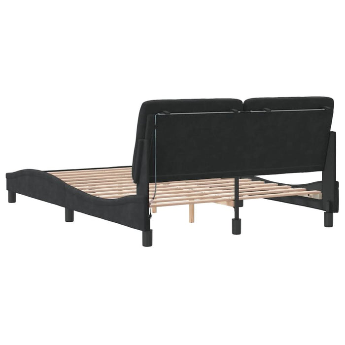 Cadru de pat cu lumini LED, negru, 140x200 cm, catifea - WALTI WALTI