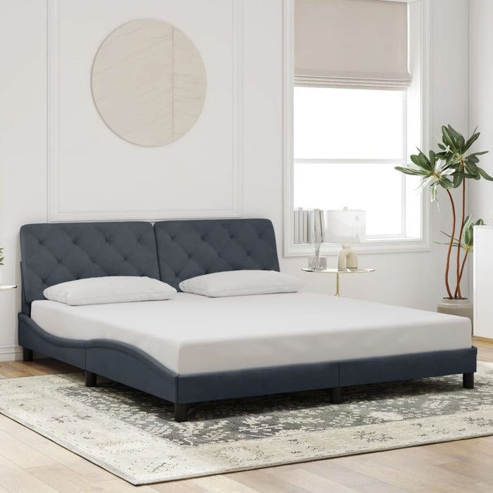 Cadru de pat cu LED fără saltea, gri închis, 180x200 cm, catifea WALTI
