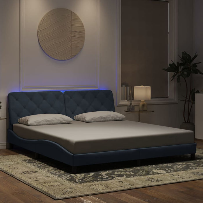 Cadru de pat cu LED fără saltea, gri închis, 180x200 cm, catifea WALTI