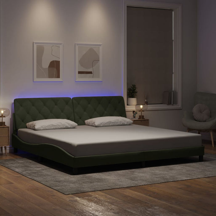 Cadru de pat cu LED fără saltea, gri deschis, 200x200 cm, catifea WALTI