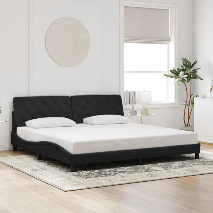 Cadru de pat cu LED fără saltea, negru, 200x200 cm, catifea WALTI