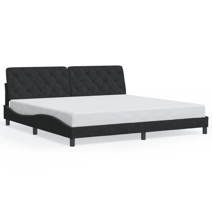 Cadru de pat cu LED fără saltea, negru, 200x200 cm, catifea WALTI