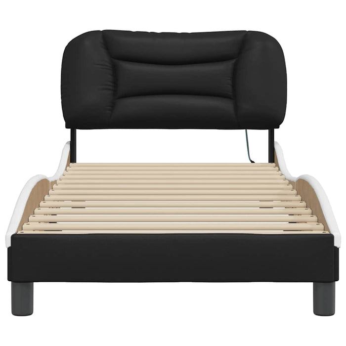 Cadru de pat cu LED fără saltea Hvar negru/alb 80x200 cm WALTI