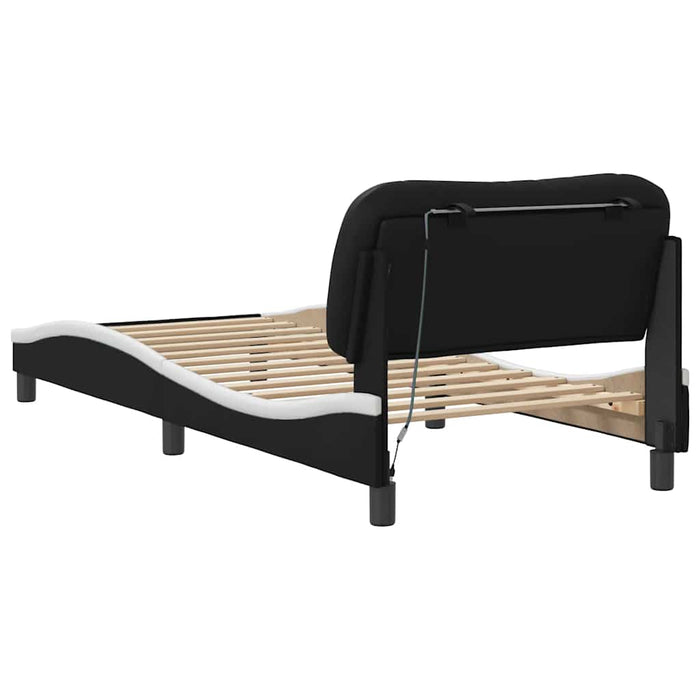 Cadru de pat cu LED fără saltea Hvar negru/alb 80x200 cm WALTI