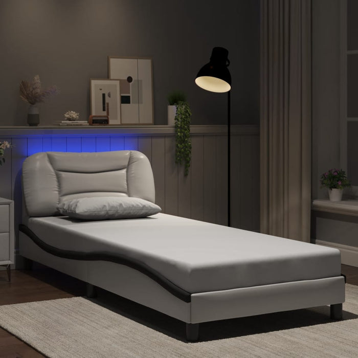 Cadru de pat cu LED fără saltea Hvar alb/negru 80x200 cm WALTI
