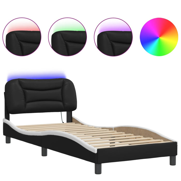 Cadru de pat cu LED fără saltea Hvar negru/alb 90x200 cm WALTI