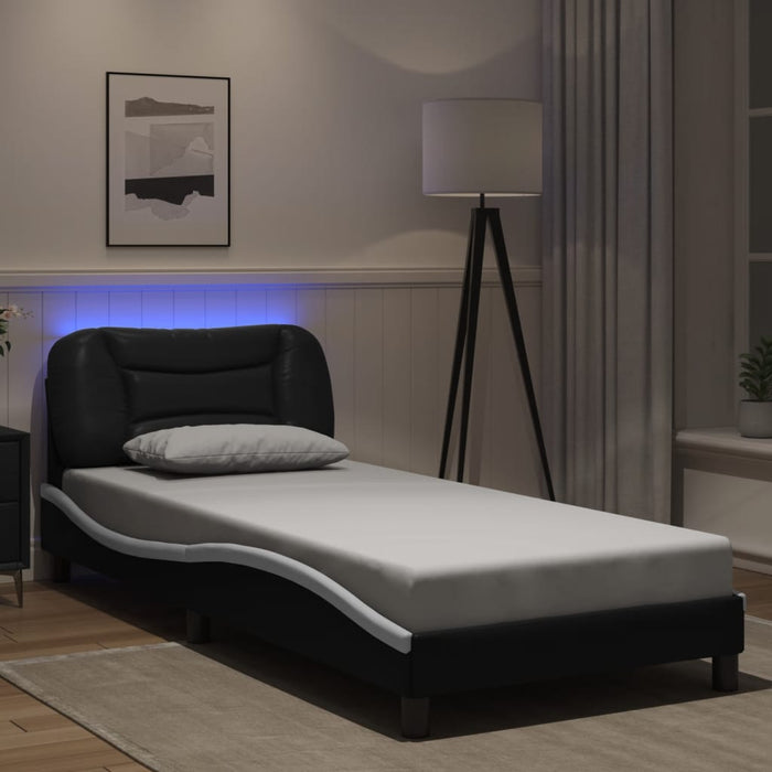 Cadru de pat cu LED fără saltea Hvar negru/alb 90x200 cm WALTI