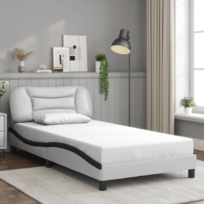 Cadru de pat cu LED fără saltea Hvar alb/negru 100x200 cm WALTI