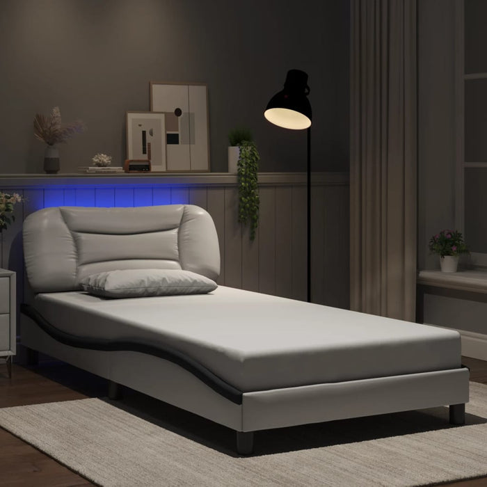 Cadru de pat cu LED fără saltea Hvar alb/negru 100x200 cm WALTI