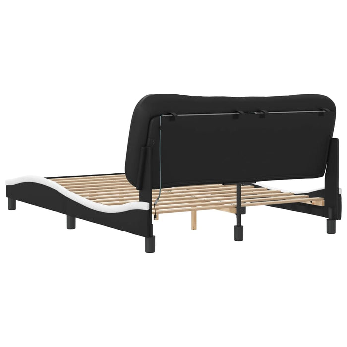 Cadru de pat cu LED fără saltea Hvar negru/alb 140x190 cm WALTI