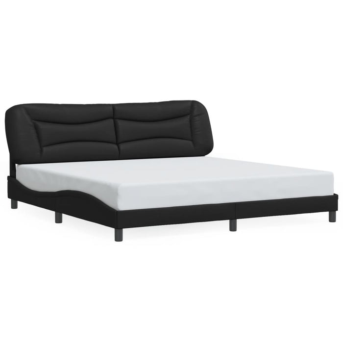 Cadru de pat cu lumini LED, negru, 200x200 cm, piele ecologică - WALTI WALTI
