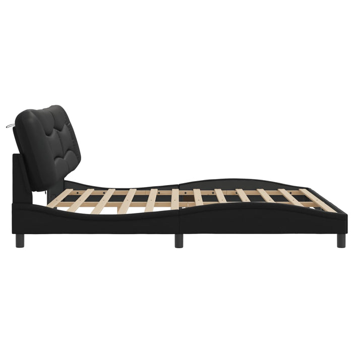 Cadru de pat cu lumini LED, negru, 200x200 cm, piele ecologică - WALTI WALTI