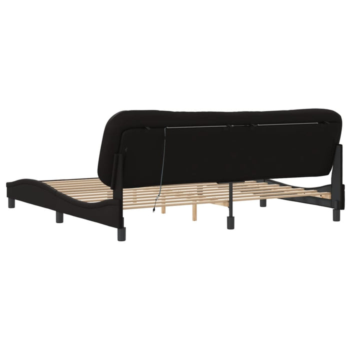 Cadru de pat cu lumini LED, negru, 200x200 cm, piele ecologică - WALTI WALTI