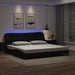 Cadru de pat cu lumini LED, negru, 200x200 cm, piele ecologică - WALTI WALTI
