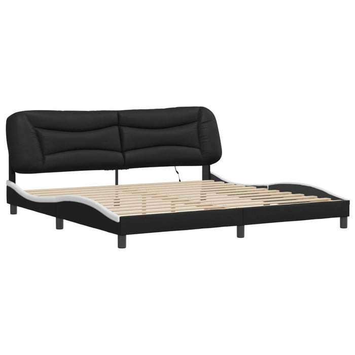 Cadru de pat cu LED fără saltea Hvar negru/alb 200x200 cm WALTI